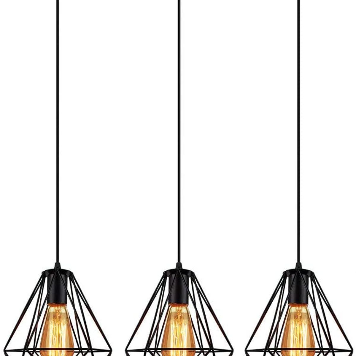 HOME NEAT - Lámpara colgante de techo diamante 3 Luces Moderno Negro