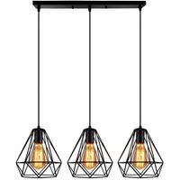 Lámpara colgante de techo diamante 3 Luces Moderno Negro