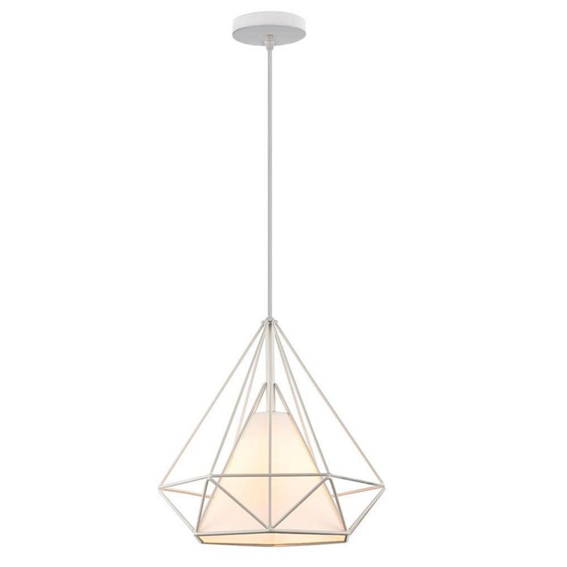 HOME NEAT - Lámpara Colgante de Diamante Metal Vintage E27 Ø25cm - Blanco
