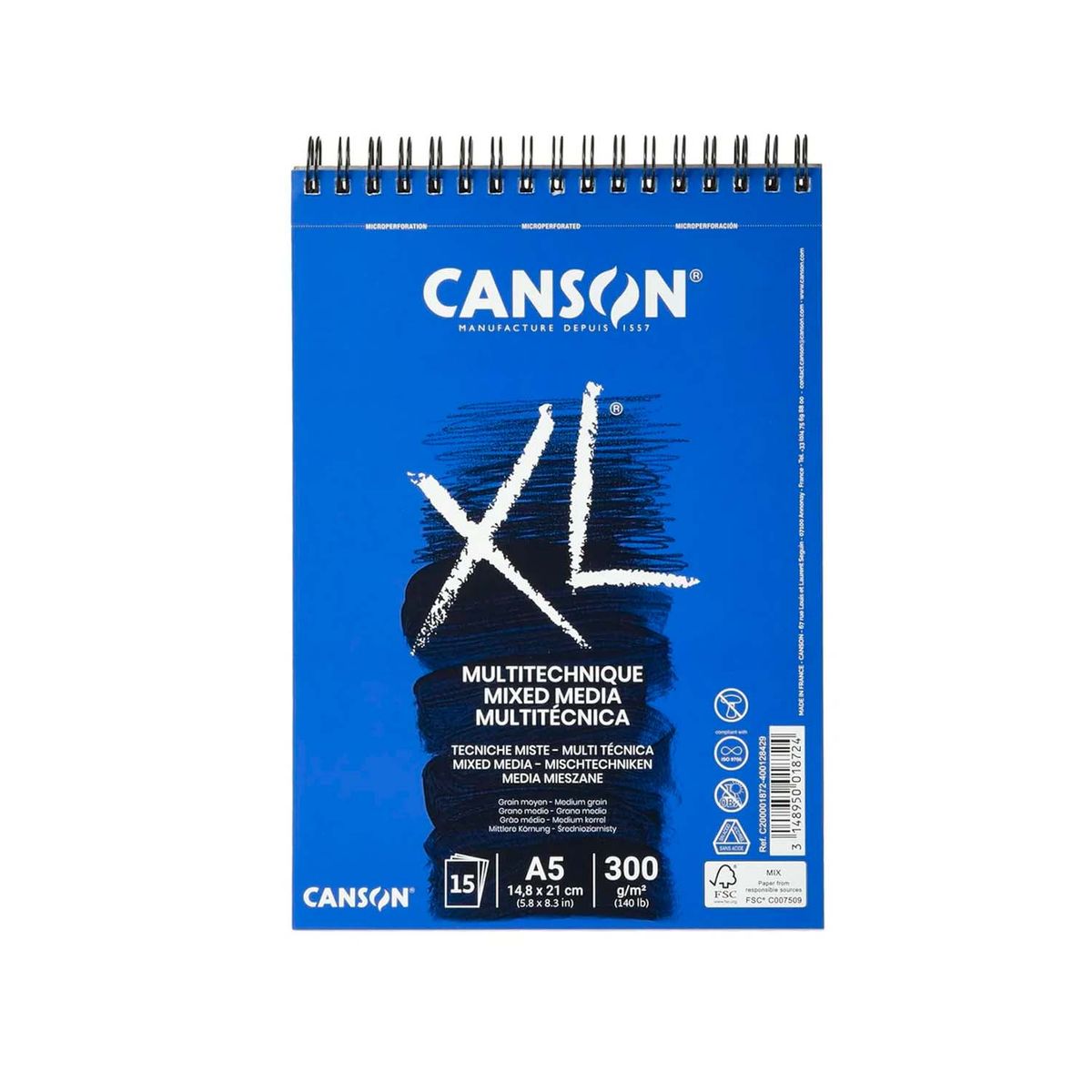 CANSON - Croquera Canson XL Mix-Media 300gr 15 hjs A5(14.8x21cm)