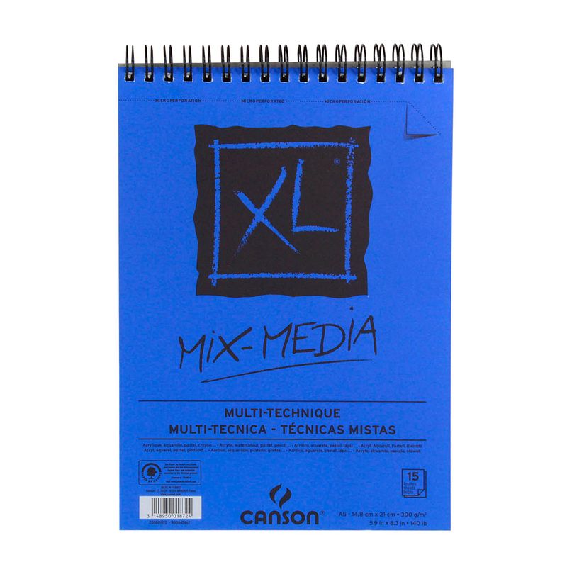 CANSON - Croquera Canson XL Mix-Media 300gr 15 hjs A5(14.8x21cm)
