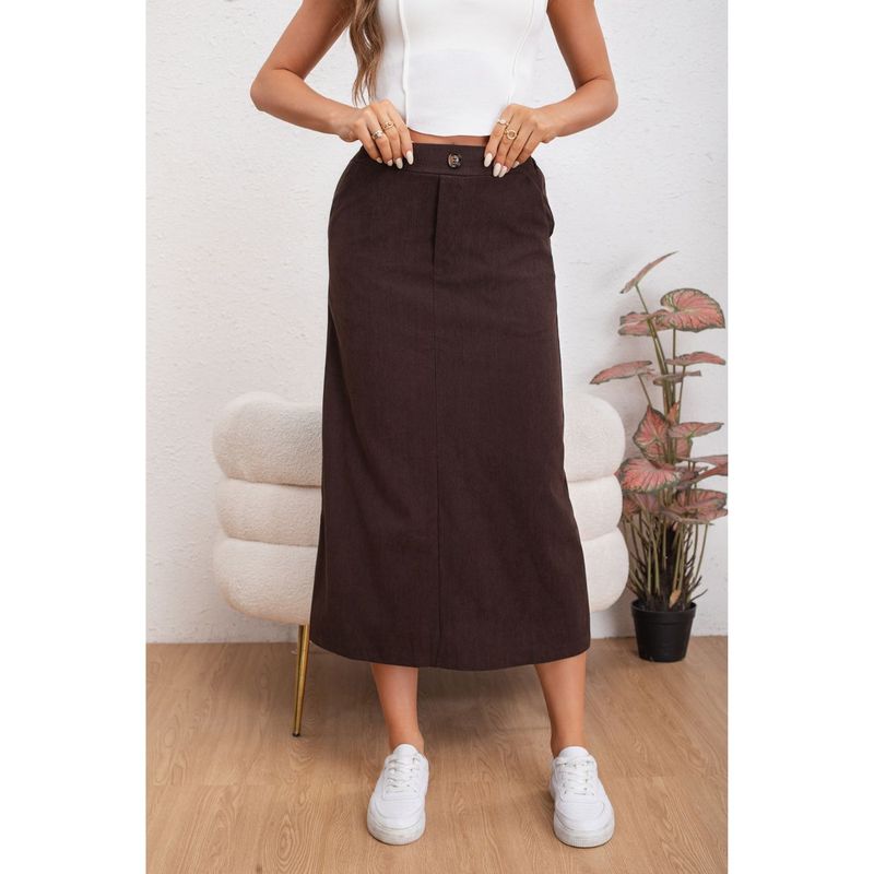 MPROPIA - Falda Larga Mujer Cotelé Full Elasticada Moda 0122