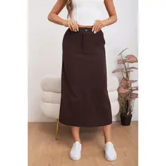 MPROPIA - Falda Larga Mujer Cotelé Full Elasticada Moda 0122
