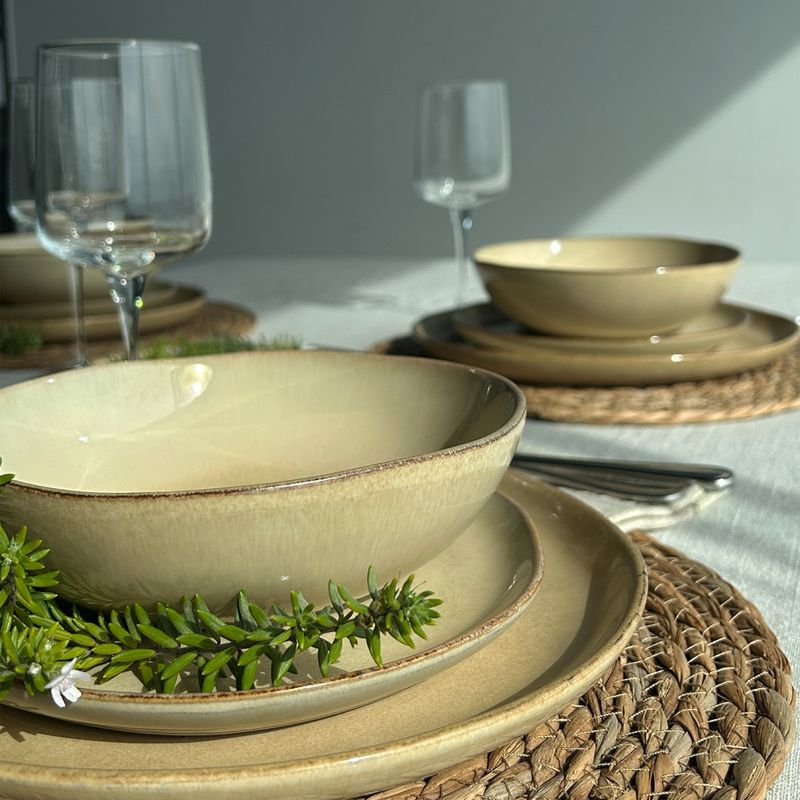 IMAHE Set Vajilla 18 Piezas Cerámica Línea Ekos Tipo Gres