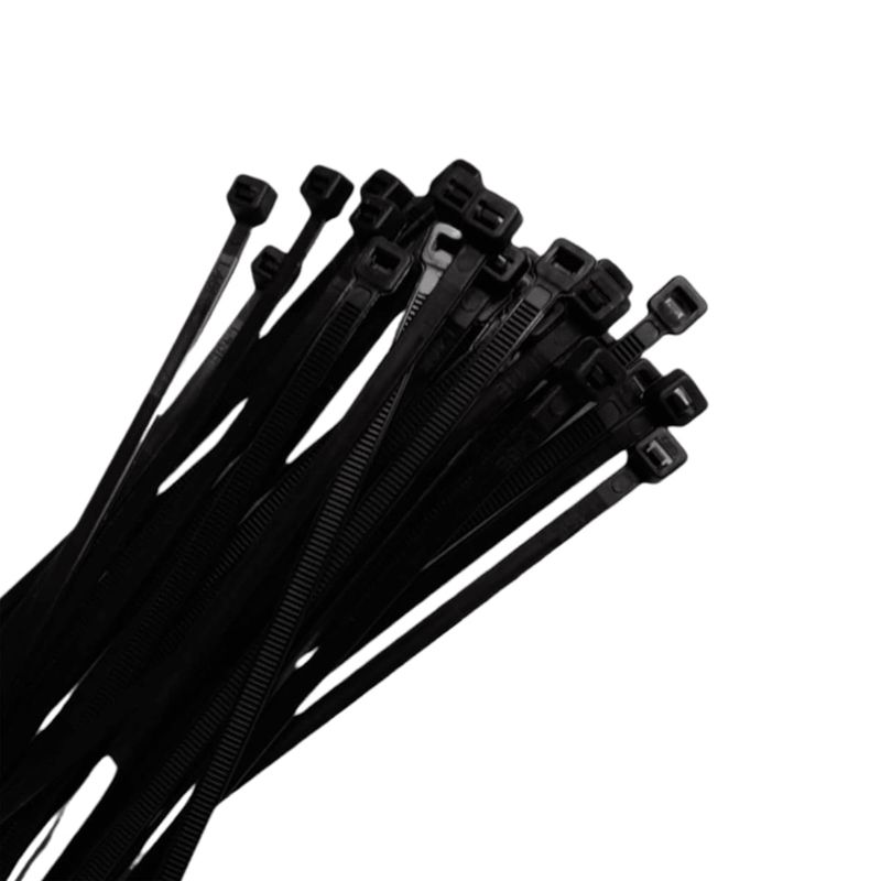 GENERICO - Amarra Plástica Negra  30cm 4,8 mm (ancho) -  Nylon Industrial con Protección UV