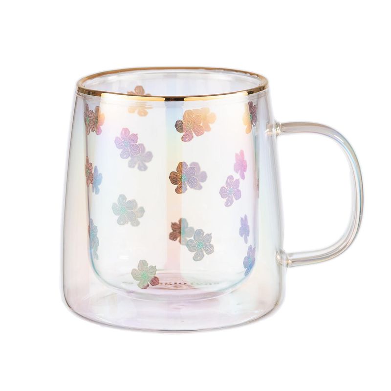 ADAGIO TEAS - Taza Doble Vidrio Flower Drop Iridescent 250 ml