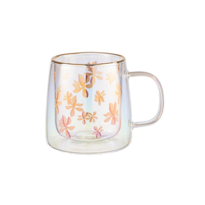 ADAGIO TEAS - Taza Doble Vidrio Brushed Flowers Iridescent 250 ml