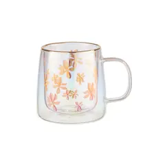 ADAGIO TEAS - Taza Doble Vidrio Brushed Flowers Iridescent 250 ml