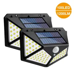 HOME NEAT - 2 Unidades Foco Luz Solar Exterior 100 LED con Sensor de Movimiento