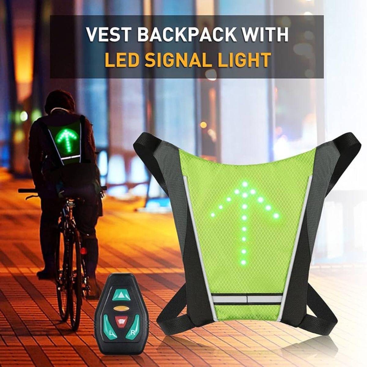 MOVI - Chaleco LED impermeable con señalizador direccional USB