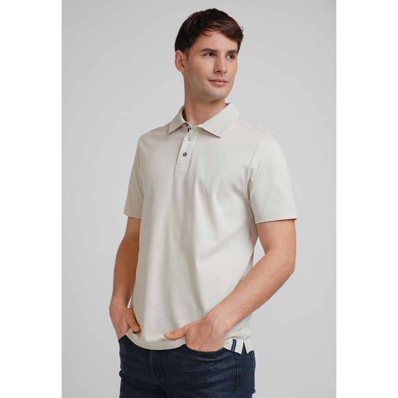 PERRY ELLIS - Polera Hombre Polo Manga Corta Avena