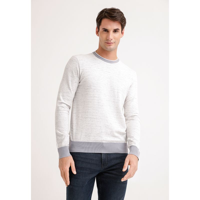 PERRY ELLIS - Sweater Hombre Cuello Redondo Gris Claro Perry Ellis