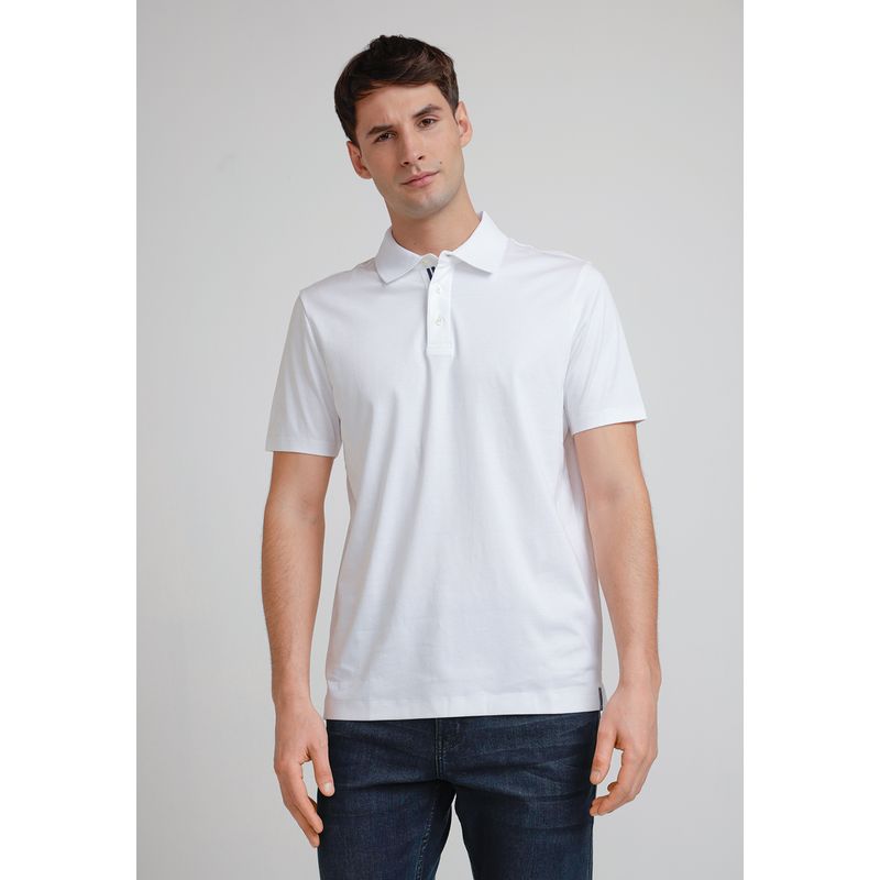 PERRY ELLIS - Polera Hombre Polo Manga Corta Blanca