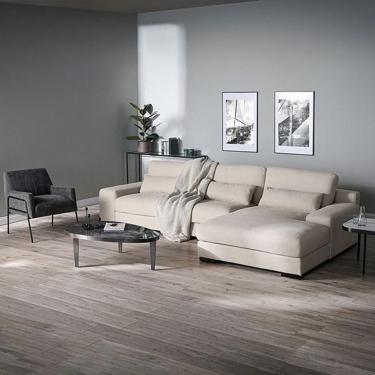 ROSEN - Sofá Seccional Soroa Derecho Large Tela Beige