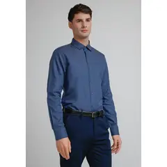 PERRY ELLIS - Camisa Hombre Dobby Azul Piedra
