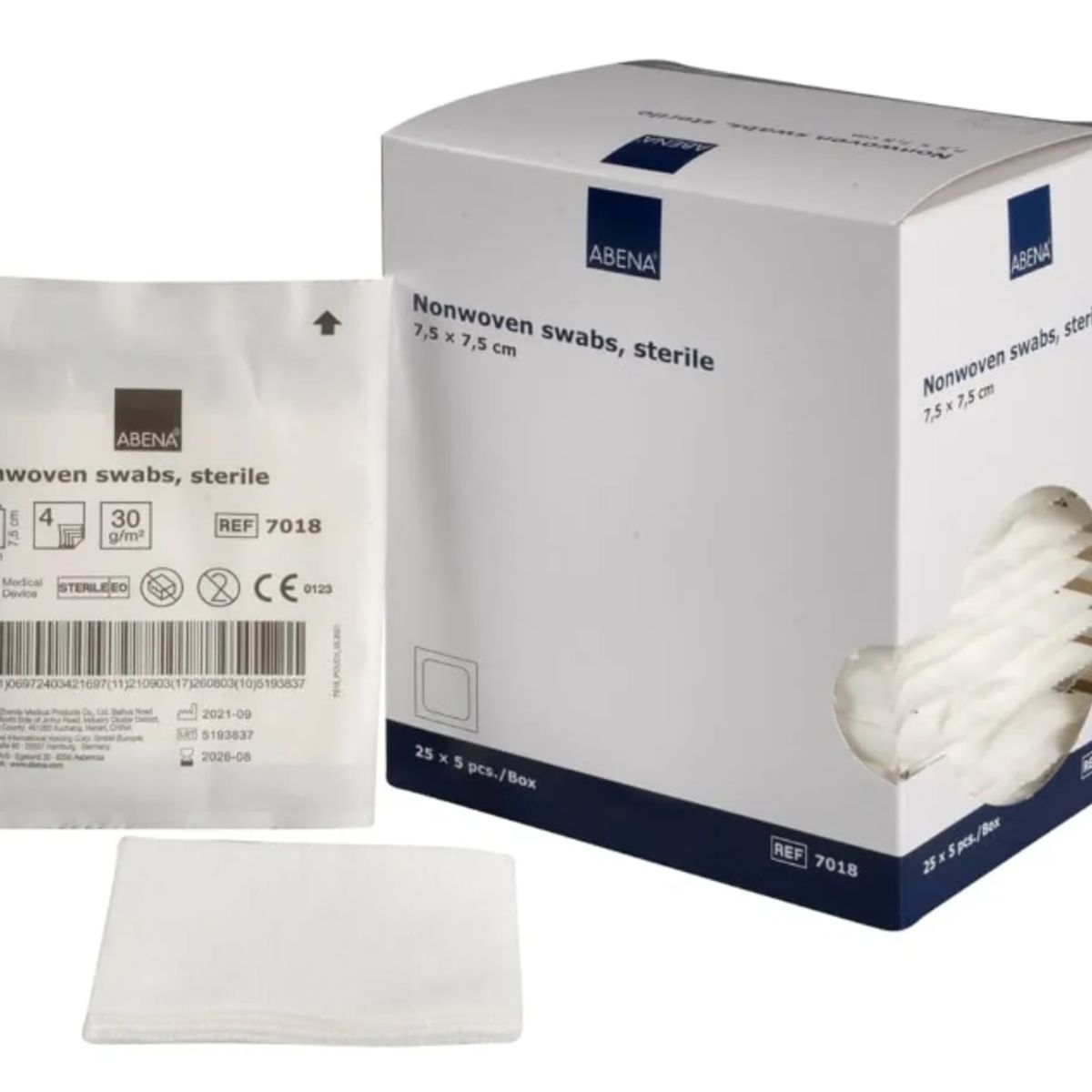 ABENA - Gasa No Tejida Estéril 7,5x7,5 - Caja De 125 Unidades Abena