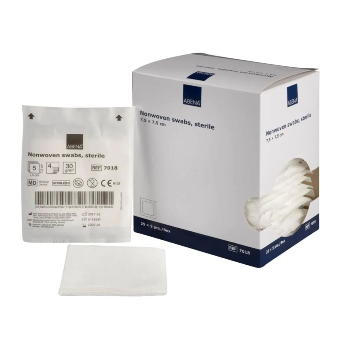 ABENA - Gasa No Tejida Estéril 7,5x7,5 - Caja De 125 Unidades Abena