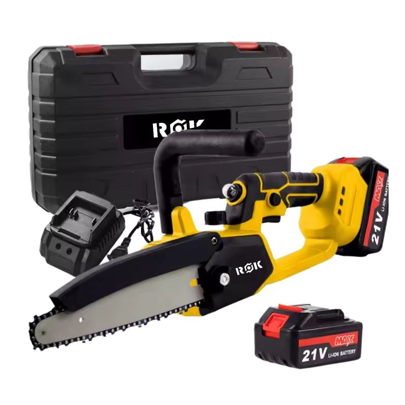 NOVYSTOR - Motosierra Inalámbrica ROK 8" 21V + 2 Baterías y Cargador