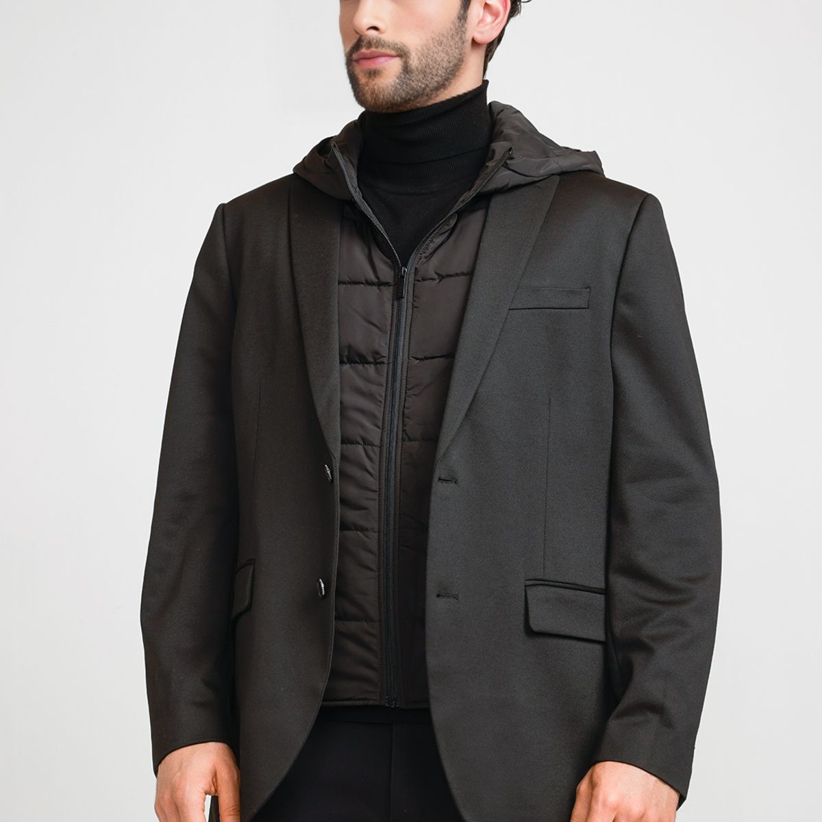 PERRY ELLIS - Chaqueta Hombre 2 en 1 Negra