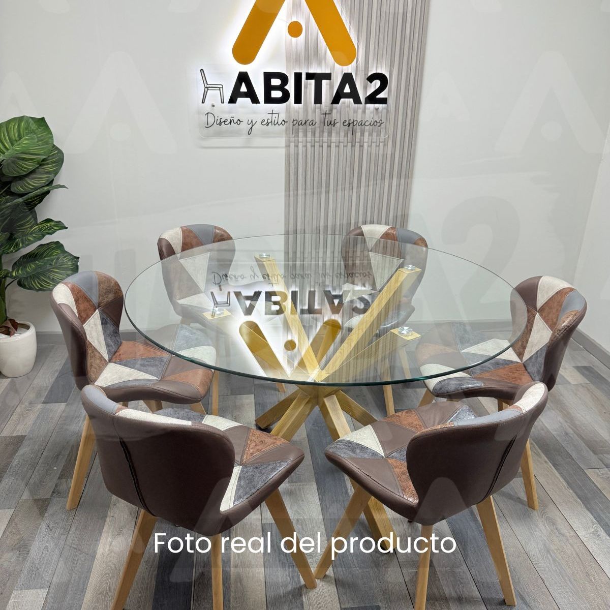 HABITA2 CHILE - Comedor Nordic Radar Patch 120 cm - 6 Puestos Brown