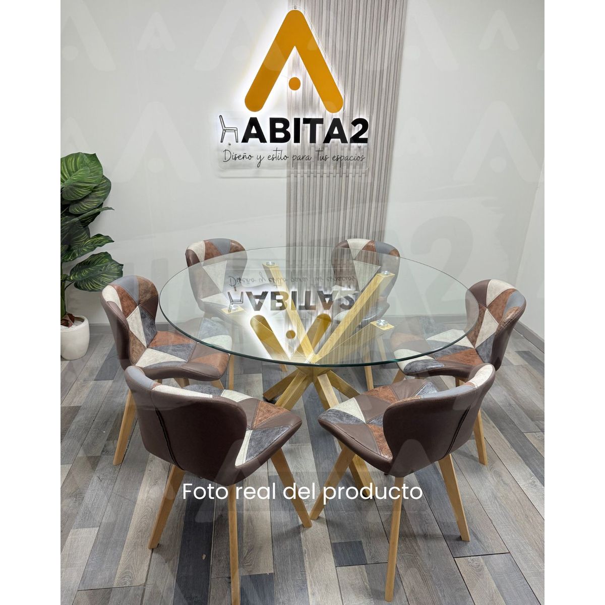 HABITA2 CHILE - Comedor Nordic Radar Patch 120 cm - 6 Puestos Brown