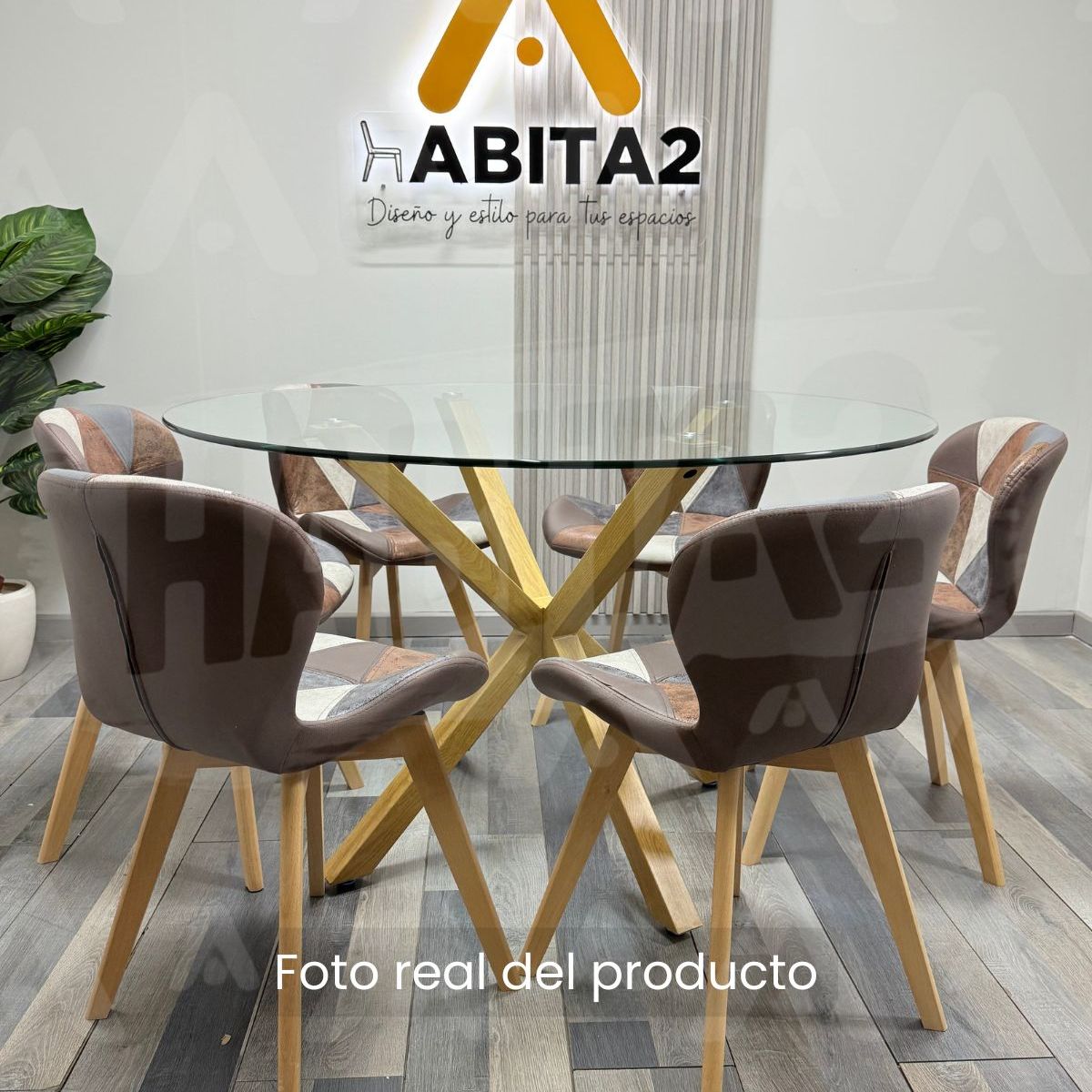 HABITA2 CHILE - Comedor Nordic Radar Patch 120 cm - 6 Puestos Brown