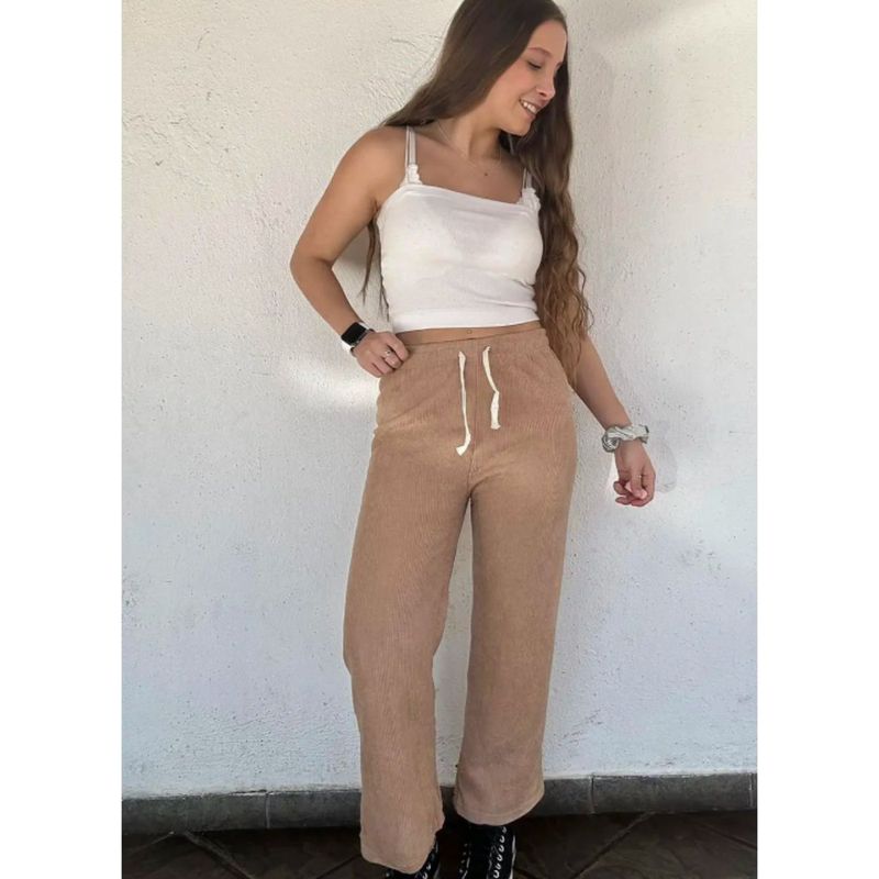 MPROPIA - Pantalón Recto Mujer Cotelé Pierna Ancha Otoño Invierno 786