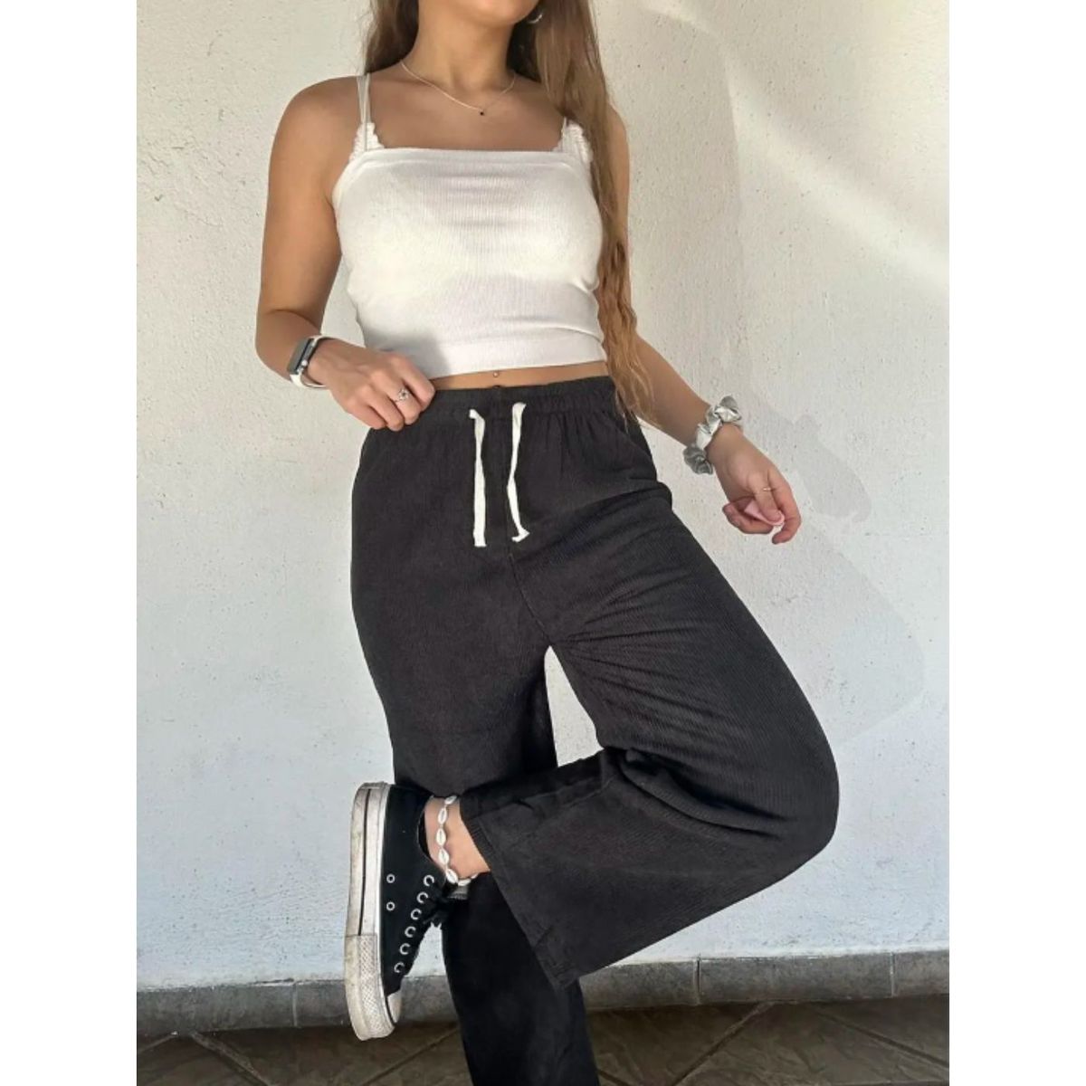 LIKE SHOP - Pantalón Recto Mujer Cotelé Pierna Ancha Otoño Invierno 786