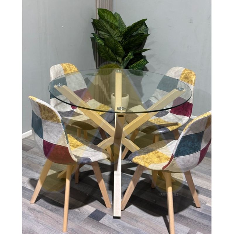 GENERICO - Comedor Nordic Patch 100 cm - 4 Puestos Beige