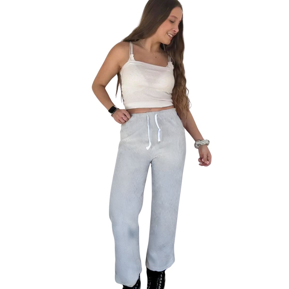 LIKE SHOP - Pantalón Recto Mujer Cotelé Pierna Ancha Otoño Invierno 786