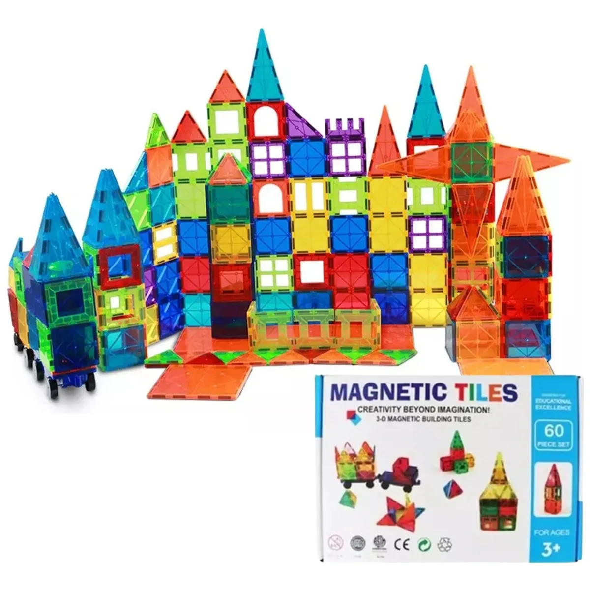 TOYUN TOYUN - Juego De Bloques De Construcción Magnéticos 3d 60 Piezas