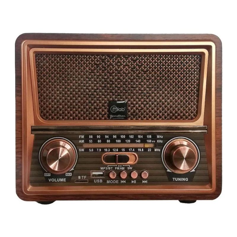MLAB - Radio Parlante Bluetooth AUX USB FM AM SW Vintage Vennetian