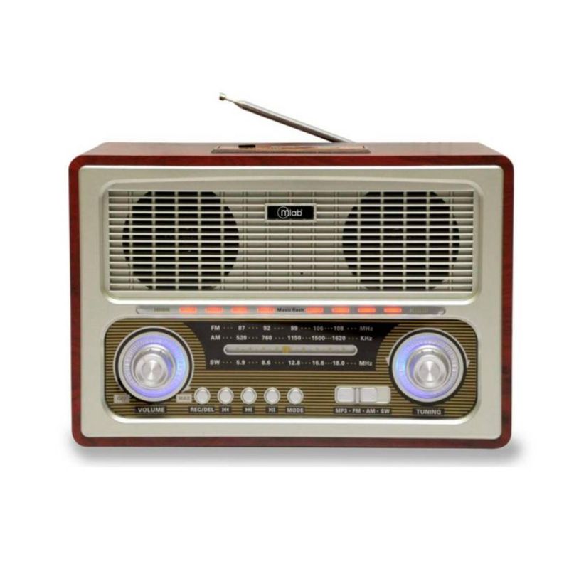 MLAB - Radio Parlante Bluetooth AUX USB FM AM SW Vintage RetroRadio