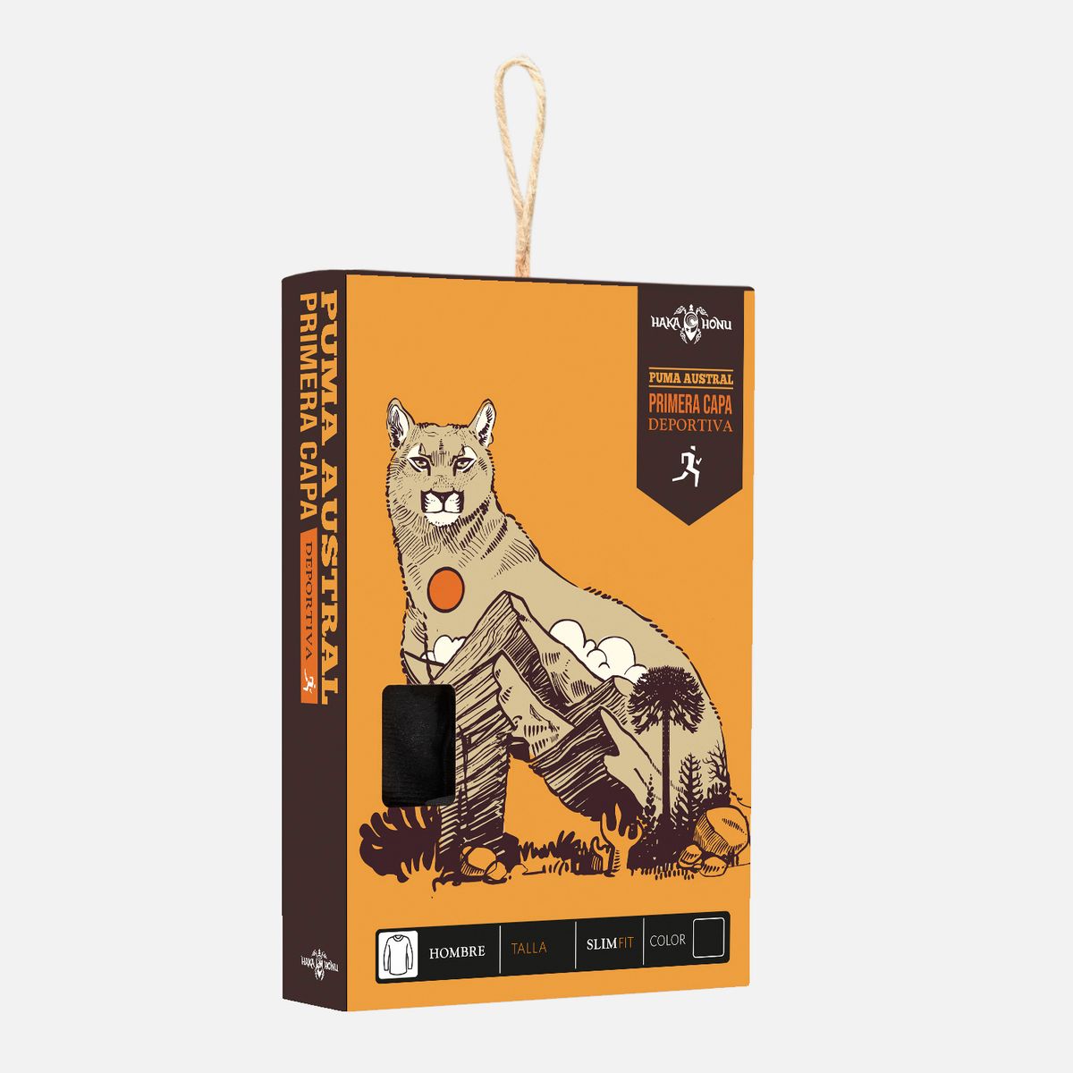 HAKA HONU - Primera Capa Hombre Puma Austral Top Negro Haka Honu