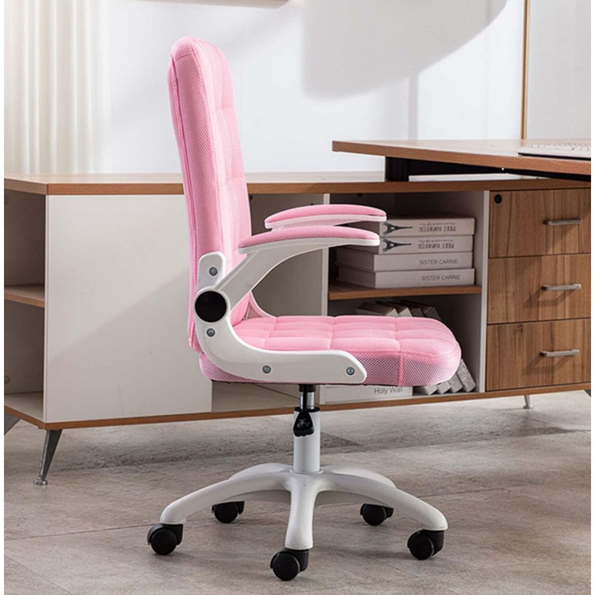 ANYHOGAR - Silla De Oficina De Tela Altura Con Ajustable Y Ruedas