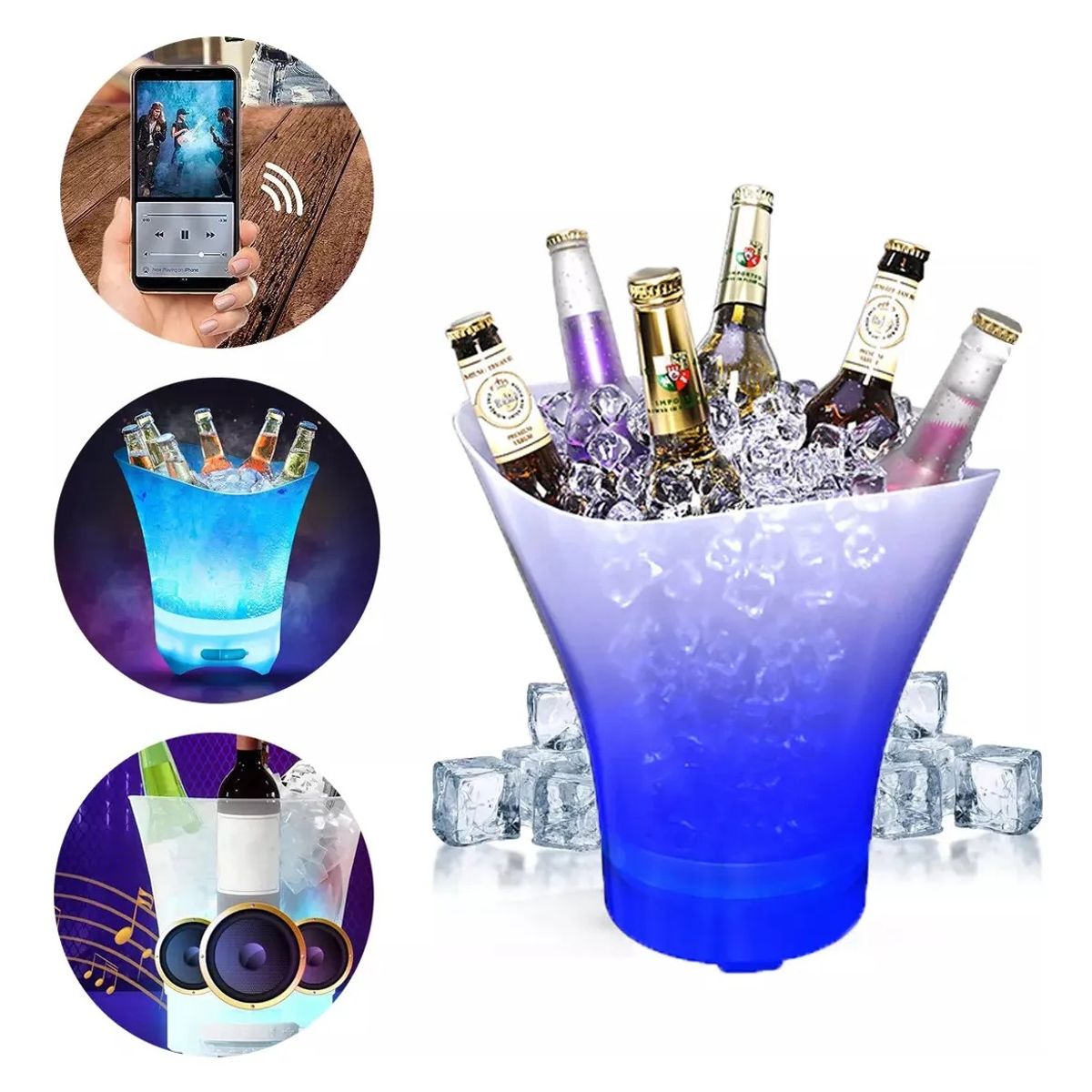 GENERICO - Cubitera Hielera Con Luz Led 5l Para Fiesta Hogar Bar