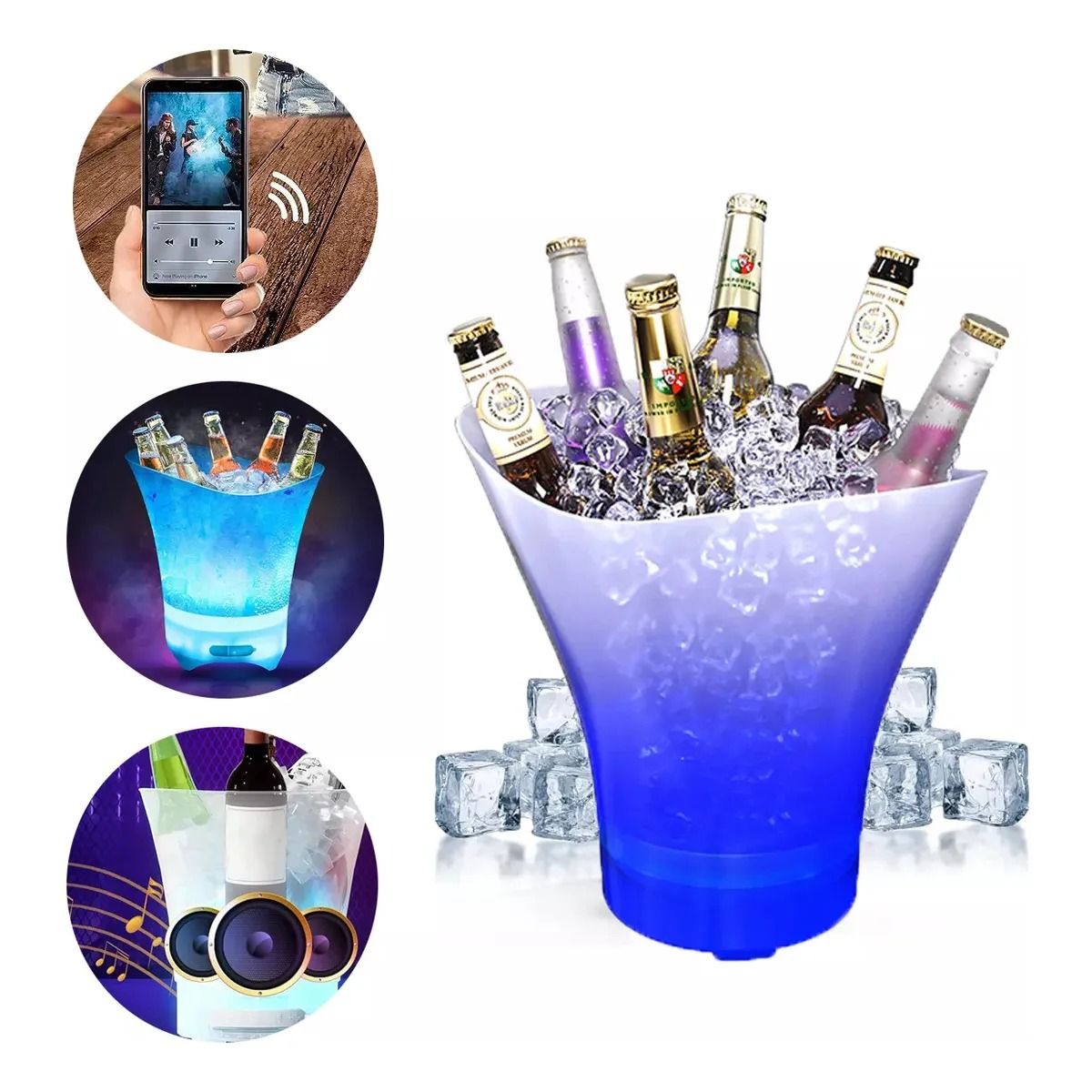 GENERICO - Cubitera Hielera Con Luz Led 5l Para Fiesta Hogar Bar