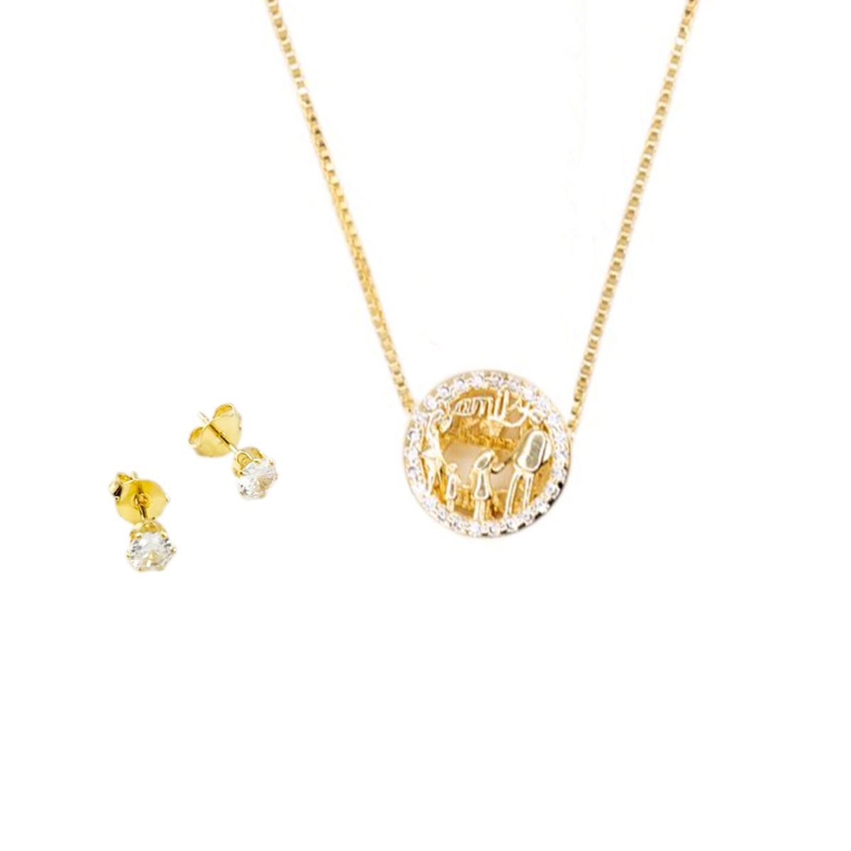 JOYAS MONTERO - Conjunto Familia Gold Microcircon Baño de oro 24k