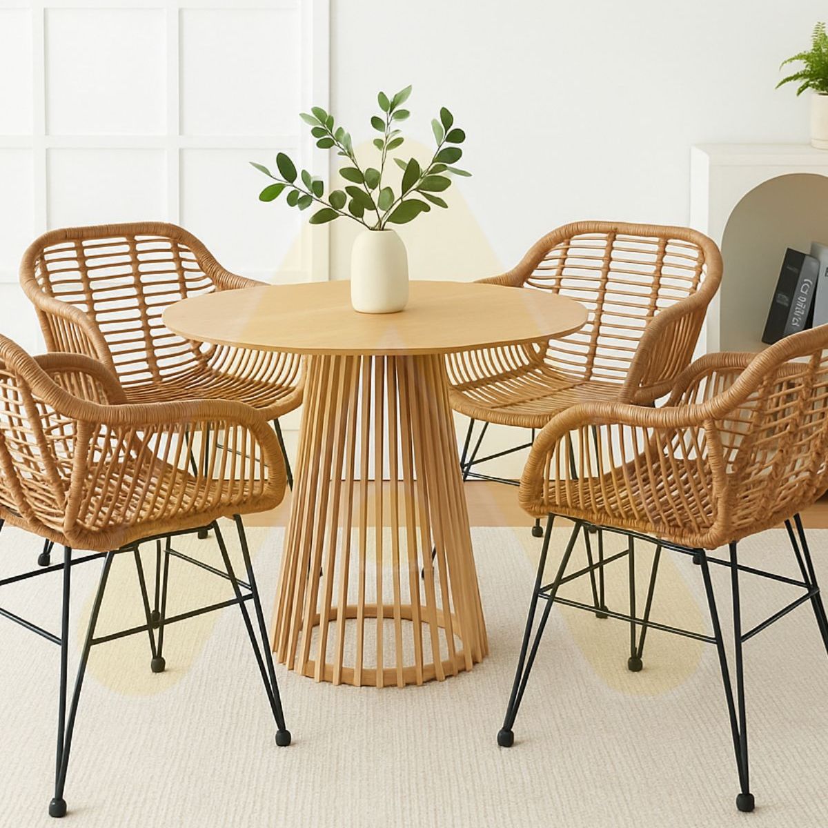 HABITA2 CHILE - COMEDOR BALI SANTORINI 90CM - 4 PUESTO NATURAL…