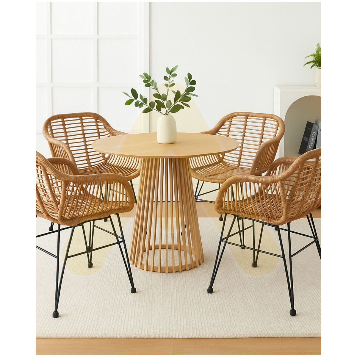 HABITA2 CHILE - COMEDOR BALI SANTORINI 90CM - 4 PUESTO NATURAL…