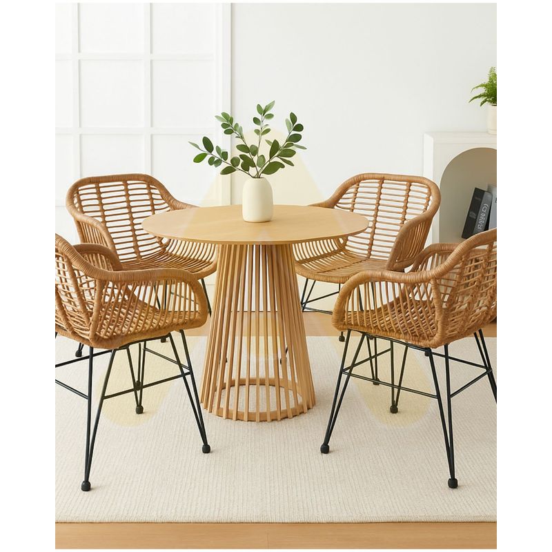 HABITA2 CHILE - COMEDOR BALI SANTORINI 90CM - 4 PUESTO NATURAL