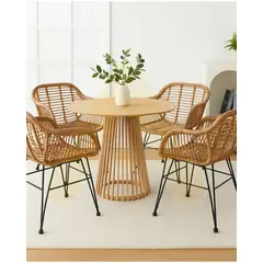 HABITA2 CHILE - COMEDOR BALI SANTORINI 90CM - 4 PUESTO NATURAL