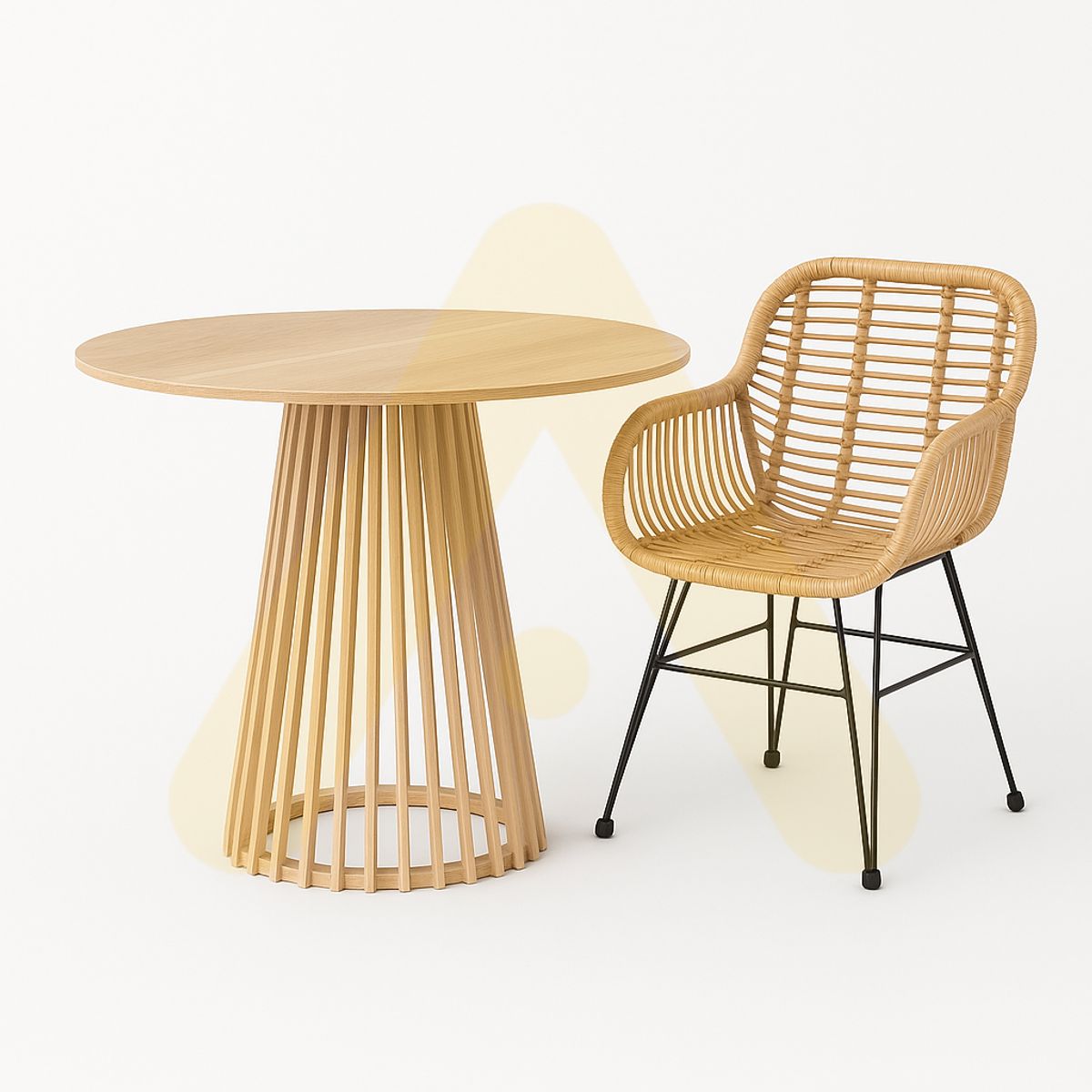 HABITA2 CHILE - COMEDOR BALI SANTORINI 90CM - 4 PUESTO NATURAL…