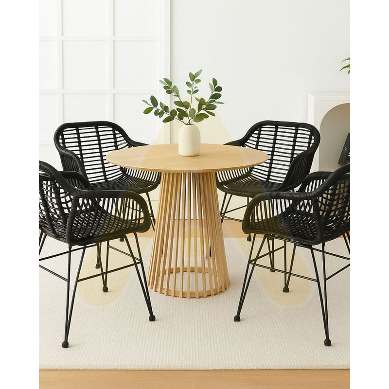 HABITA2 CHILE - COMEDOR BALI SANTORINI 90CM - 4 PUESTO NEGRO