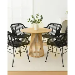 HABITA2 CHILE - COMEDOR BALI SANTORINI 90CM - 4 PUESTO NEGRO