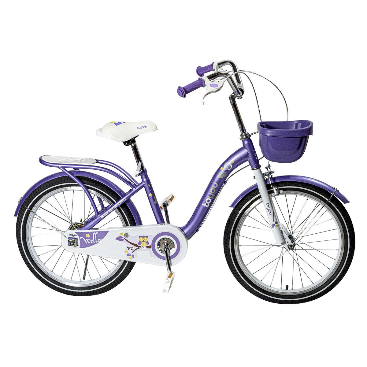 ALPHA - Bicicleta Niña Infantil De Paseo Purple Owl Rueditas Aro 20