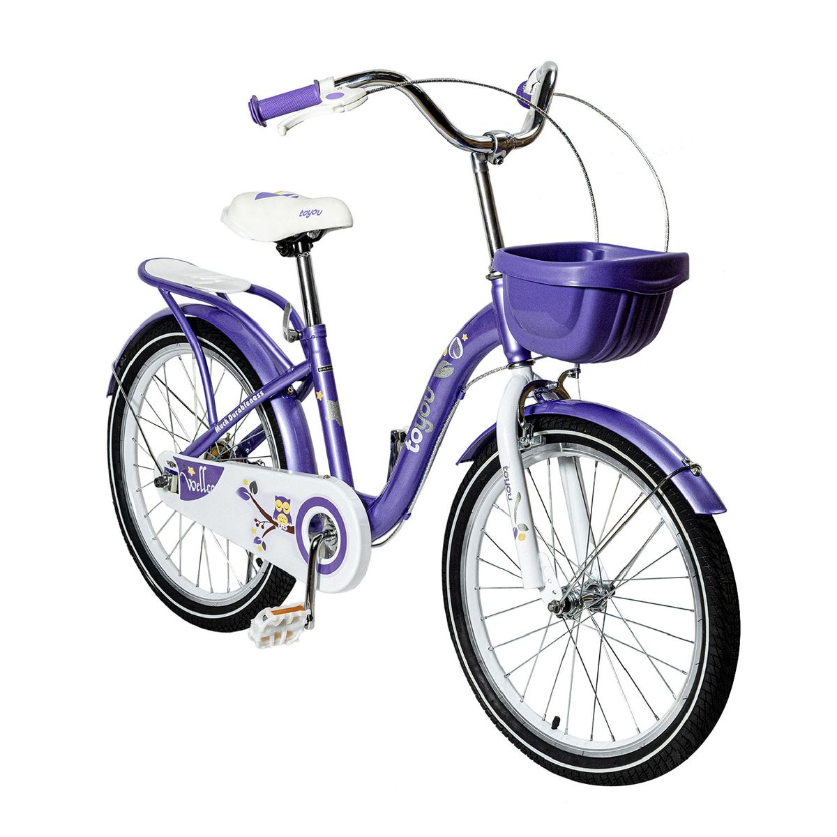 ALPHA - Bicicleta Niña Infantil De Paseo Purple Owl Rueditas Aro 20