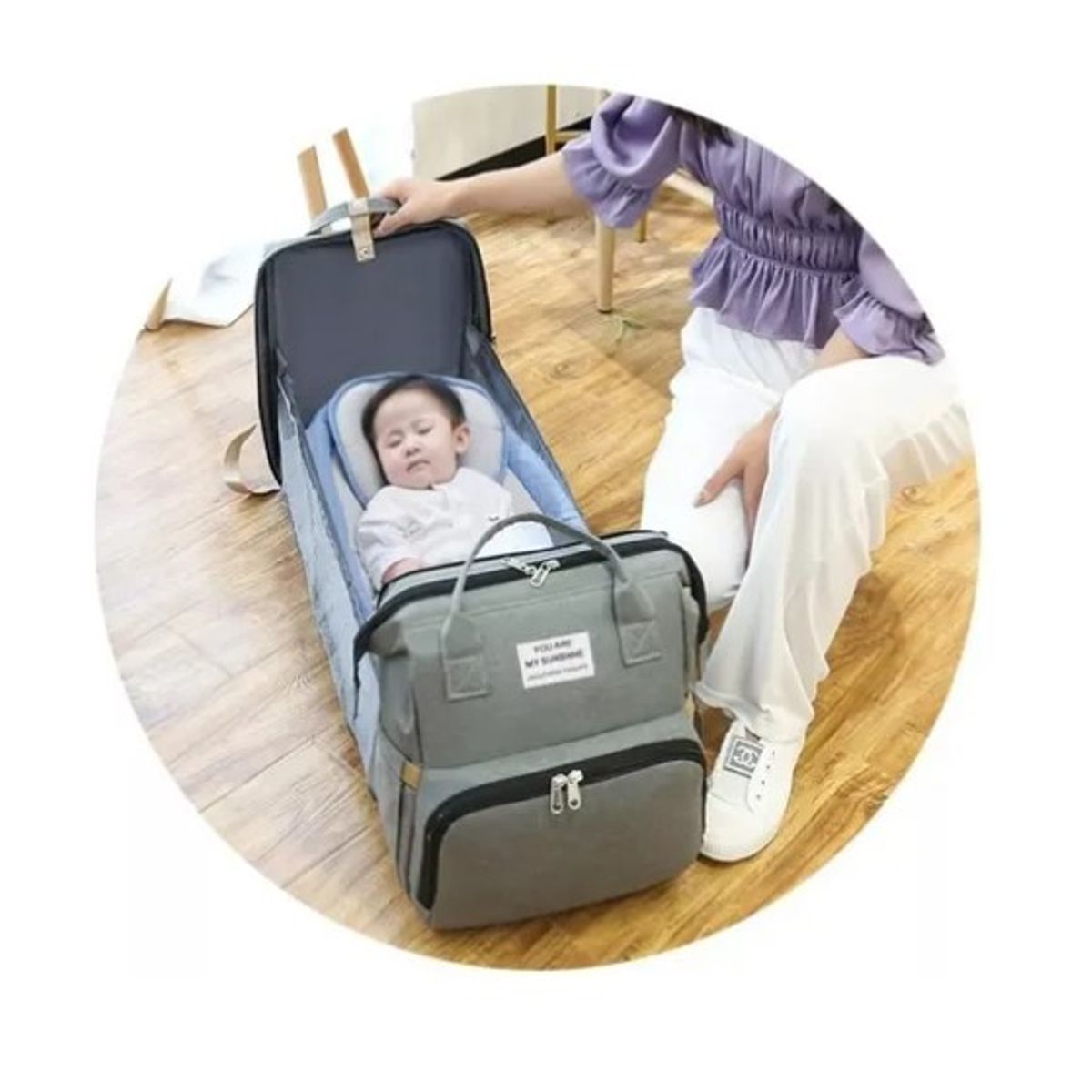 ESHOPANGIE - Bolsa Mochila De Pañales Para Mamá Cama De Bebé Plegable