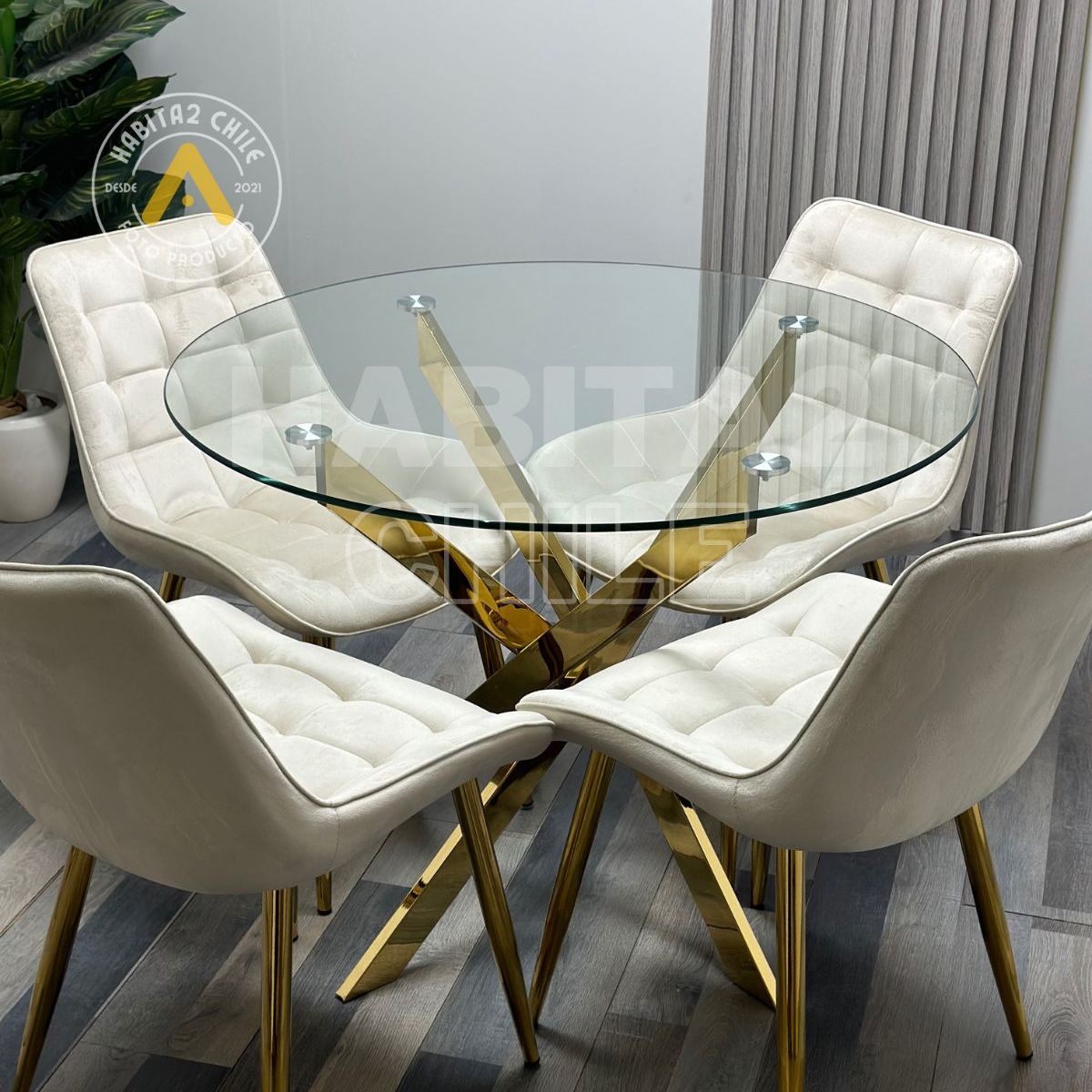 HABITA2 CHILE - Comedor Dubai Roma 100 cm - 4 Puesto…