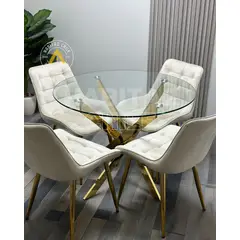 HABITA2 CHILE - Comedor Dubai Roma 100 cm - 4 puesto Beige